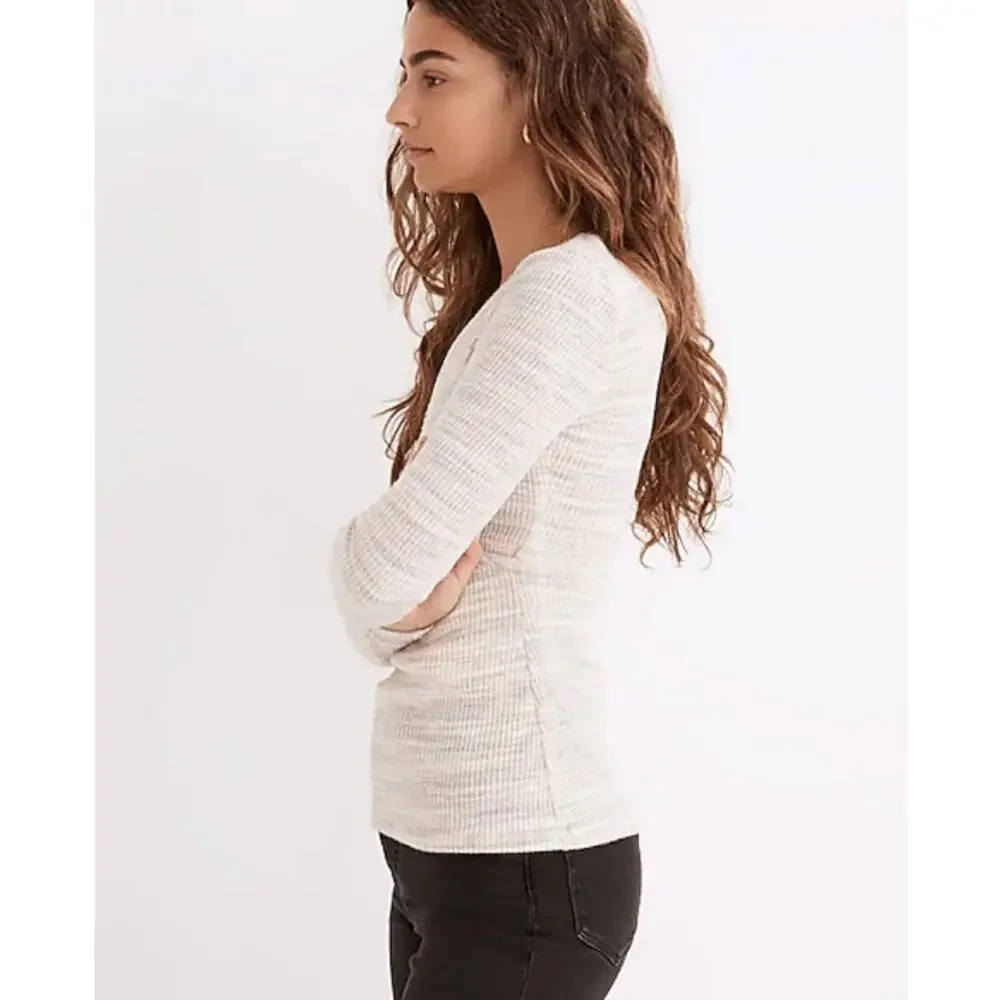 Madewell Space-Dye Faux-Wrap Knit Sweater Top Soft Rainbow Size XS Long Sleeve